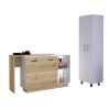 York 2 Piece Kitchen Set, Kitchen Island + Pantry , White /Light Oak