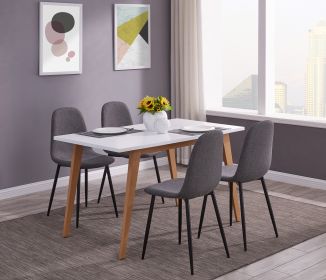 INO Design Dining Room Chair for Kitchen, Mid Century Modern Accent Armless Side Fabric Chair, Upholstered Cover with Metal Legs (Set of 4, Grey)