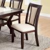 Contemporary Set of 2 Side Chairs Dark Cherry And Ivory Solid wood Chair Padded Leatherette Upholstered Seat Kitchen Dining Room Furniture