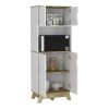 Microwave Tall Cabinet Wallas, Kitchen, Light Oak / White