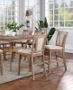 Transitional Set of 2 Counter Height Chairs Natural Tone And Beige Solid wood Chair Padded Leatherette Upholstered Seat Kitchen Dining Room Furniture