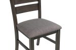 Contemporary Dining Chairs Set of 2 Gray Finish Solid Wood Fabric Cushion Side Chairs Kitchen Dining Room Furniture