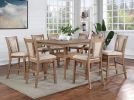 Transitional Set of 2 Counter Height Chairs Natural Tone And Beige Solid wood Chair Padded Leatherette Upholstered Seat Kitchen Dining Room Furniture