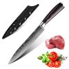 10PCS Japanese Damascus Steel Chef Knife - Professional Hardened Kitchen Knives Cut Stainless Steel Santoku Kitchen